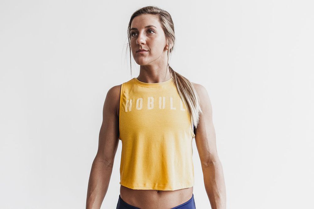 NOBULL Women's Muscle Tank Tops - Vintage Yellow - Ireland (3857KSEVJ)